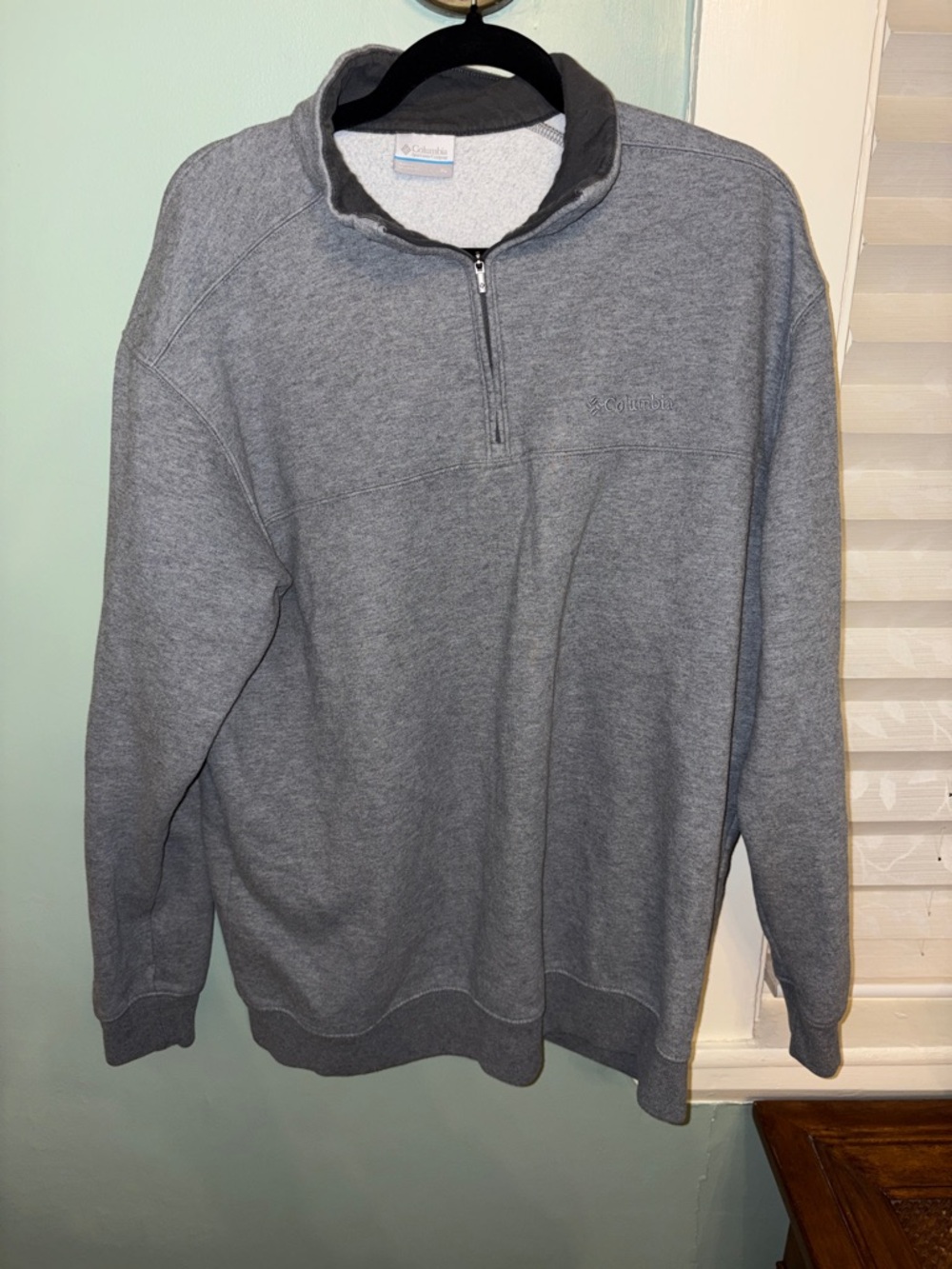 Columbia Mens XL Gray Quarter Zip Pullover Fleece Lined Sweater Casual